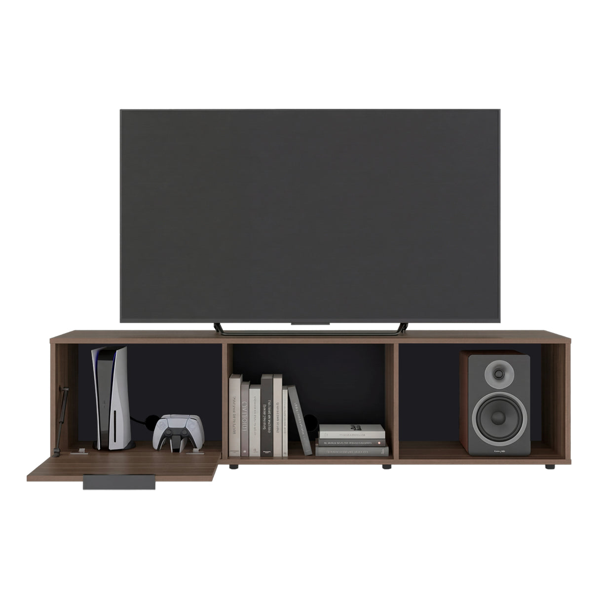 Rack de TV Dorne Avellana 162x41.1cm para TV Hasta 65" Pulgadas con Tres Compartimientos