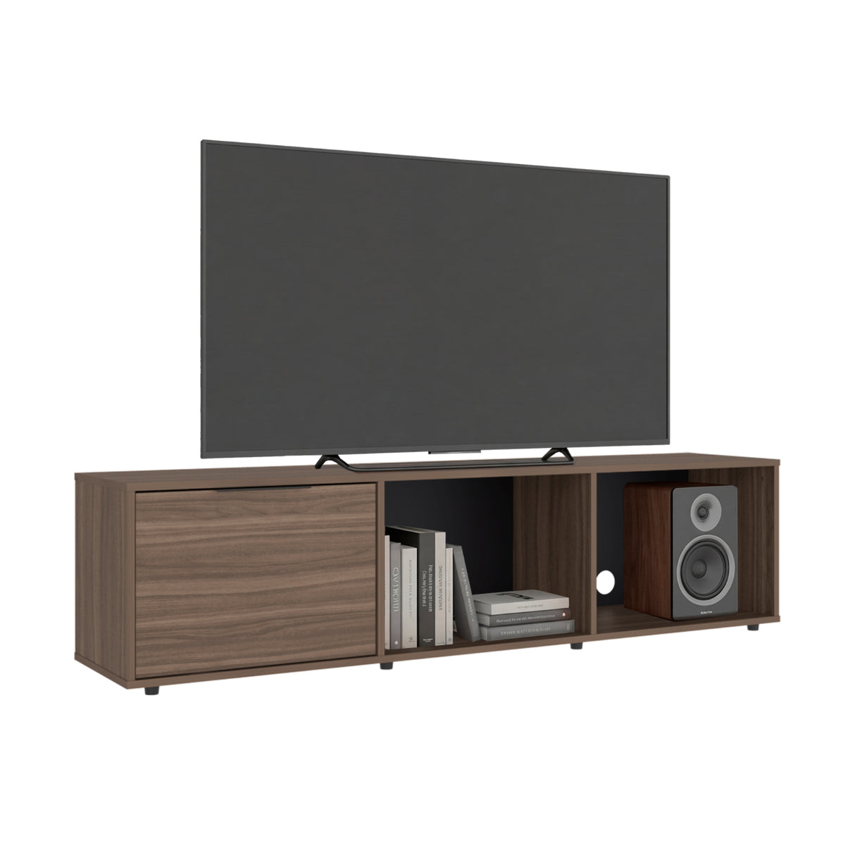 Rack de TV Dorne Avellana 162x41.1cm para TV Hasta 65" Pulgadas con Tres Compartimientos