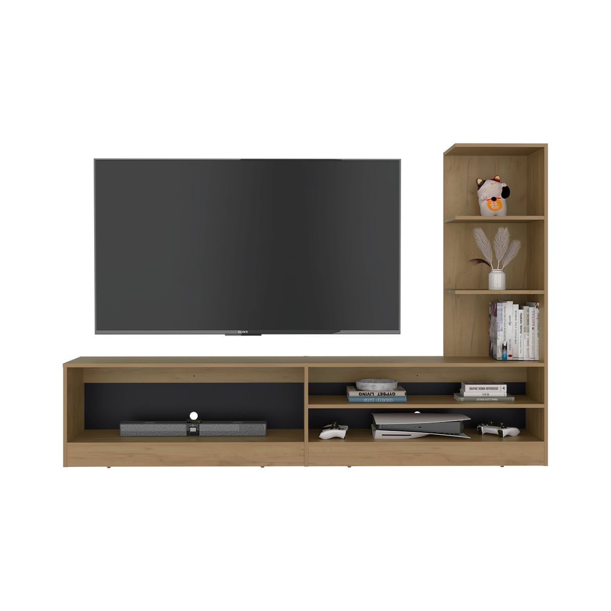 Centro de Entretenimiento Delmar Fresno Europeo 200x134cm para TV Hasta 65" Pulgadas con Tres Compartimientos