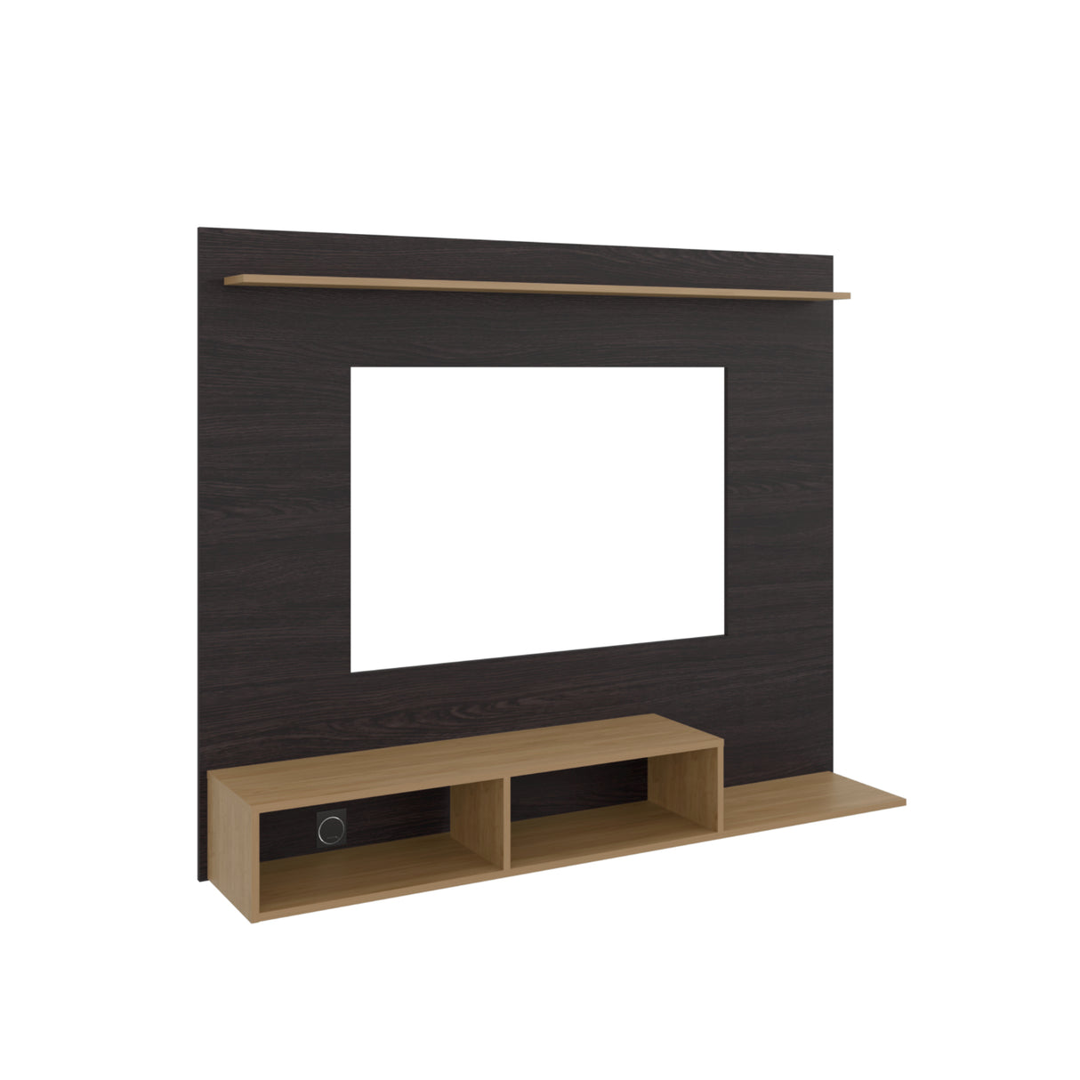 Panel de TV Munt Wengue y Fresno Europeo 160x130cm para TV Hasta 70" Pulgadas con Dos Compartimientos