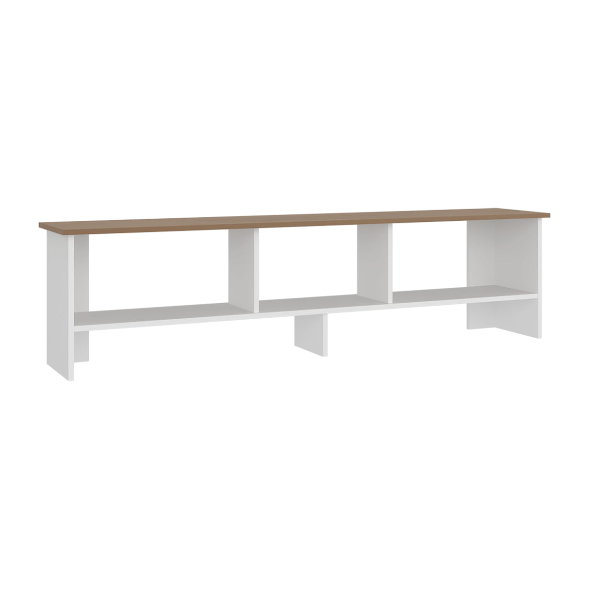 Rack de TV Belga Blanco y Fresno Europeo 160x41.8cm para TV Hasta 65" Pulgadas con Tres Compartimientos
