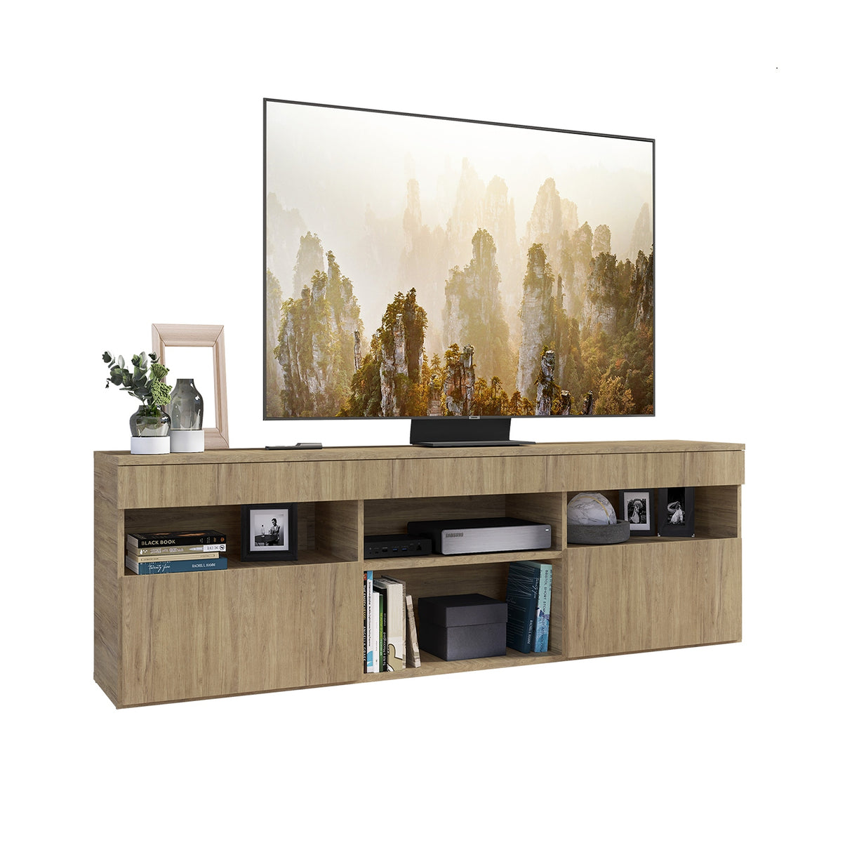 Rack de TV Paris Castaño 175x48cm para TV Hasta 55" Pulgadas con Seis Compartimientos
