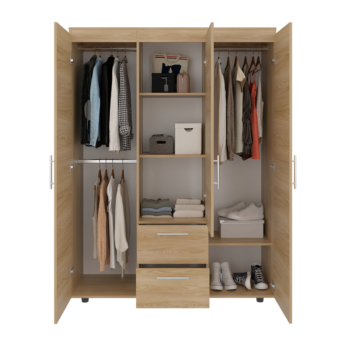 Closet Baru Fresno Europeo 135x180cm con Tres Puertas y con Dos Cajones