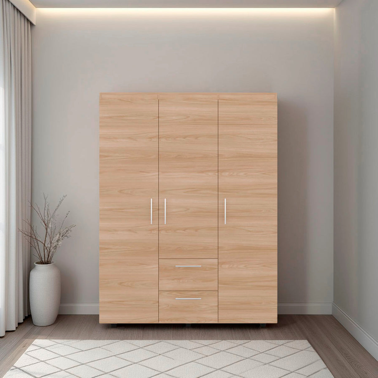 Closet Baru Fresno Europeo 135x180cm con Tres Puertas y con Dos Cajones