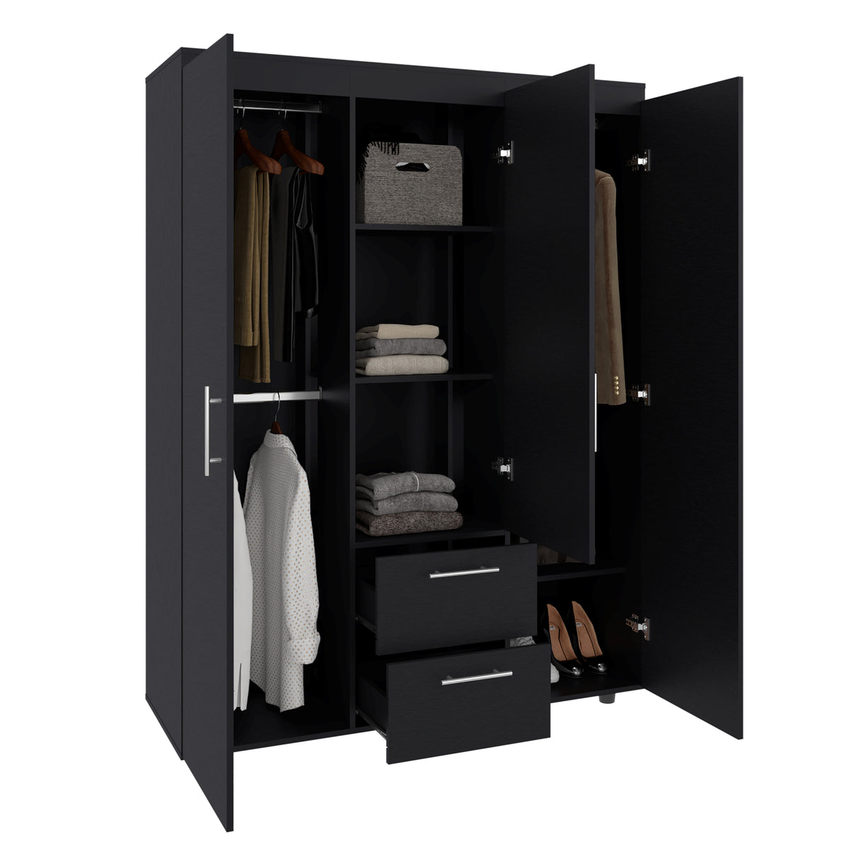 Closet Baru Wengue 135x180cm con Tres Puertas y con Dos Cajones