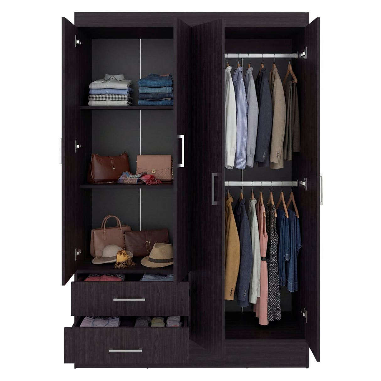 Closet Sarani Wengue 119.8x182cm con Cuatro Puertas y con Dos Cajones