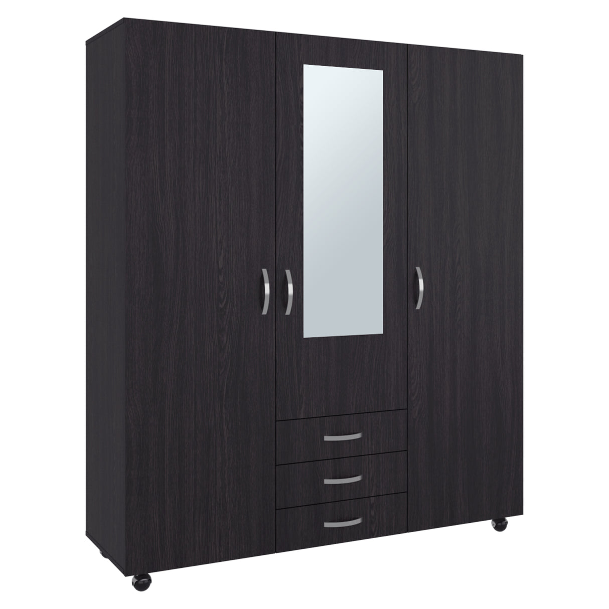 Closet Luciano Wengue 150.1x177cm con Tres Puertas y con Tres Cajones