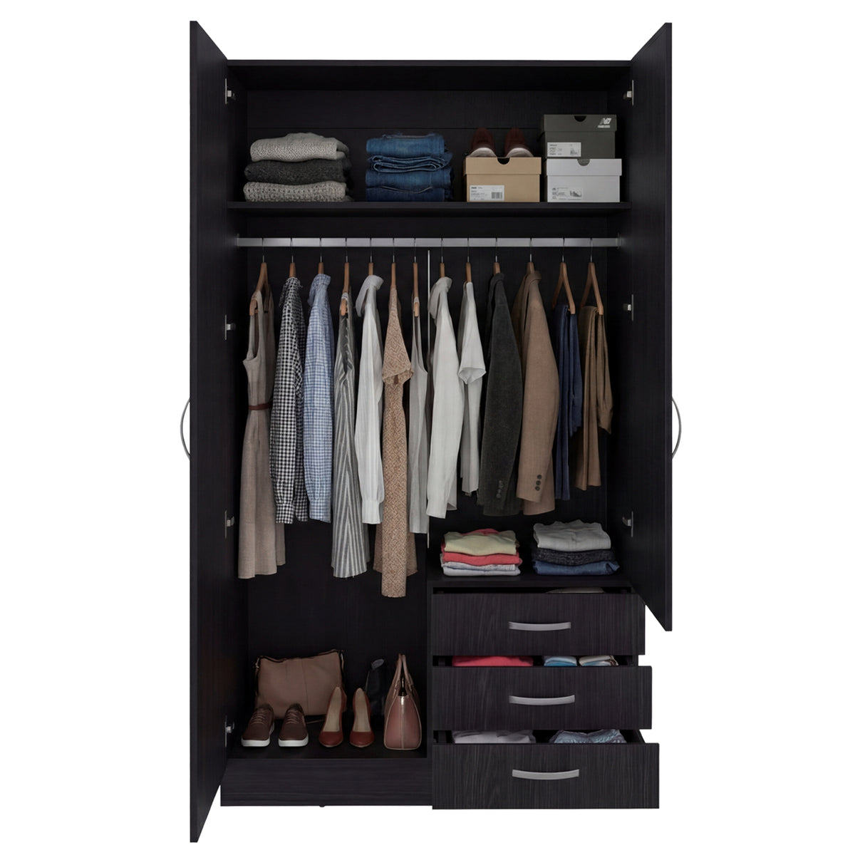 Closet Marfil Wengue 100x180.6cm con Dos Puertas y con Tres Cajones