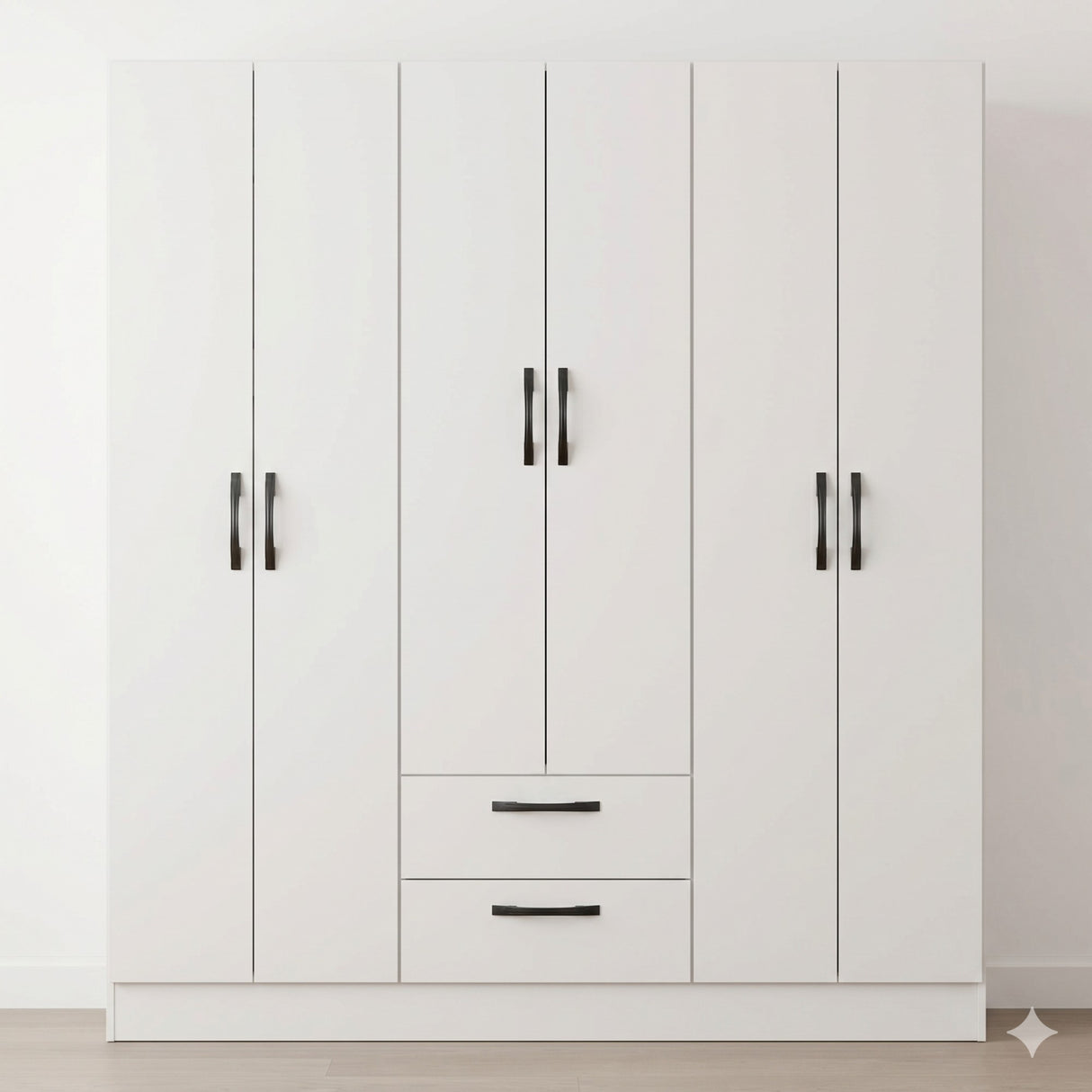 Closet Essence Blanco 135x173cm con Seis Puertas y con Dos Cajones
