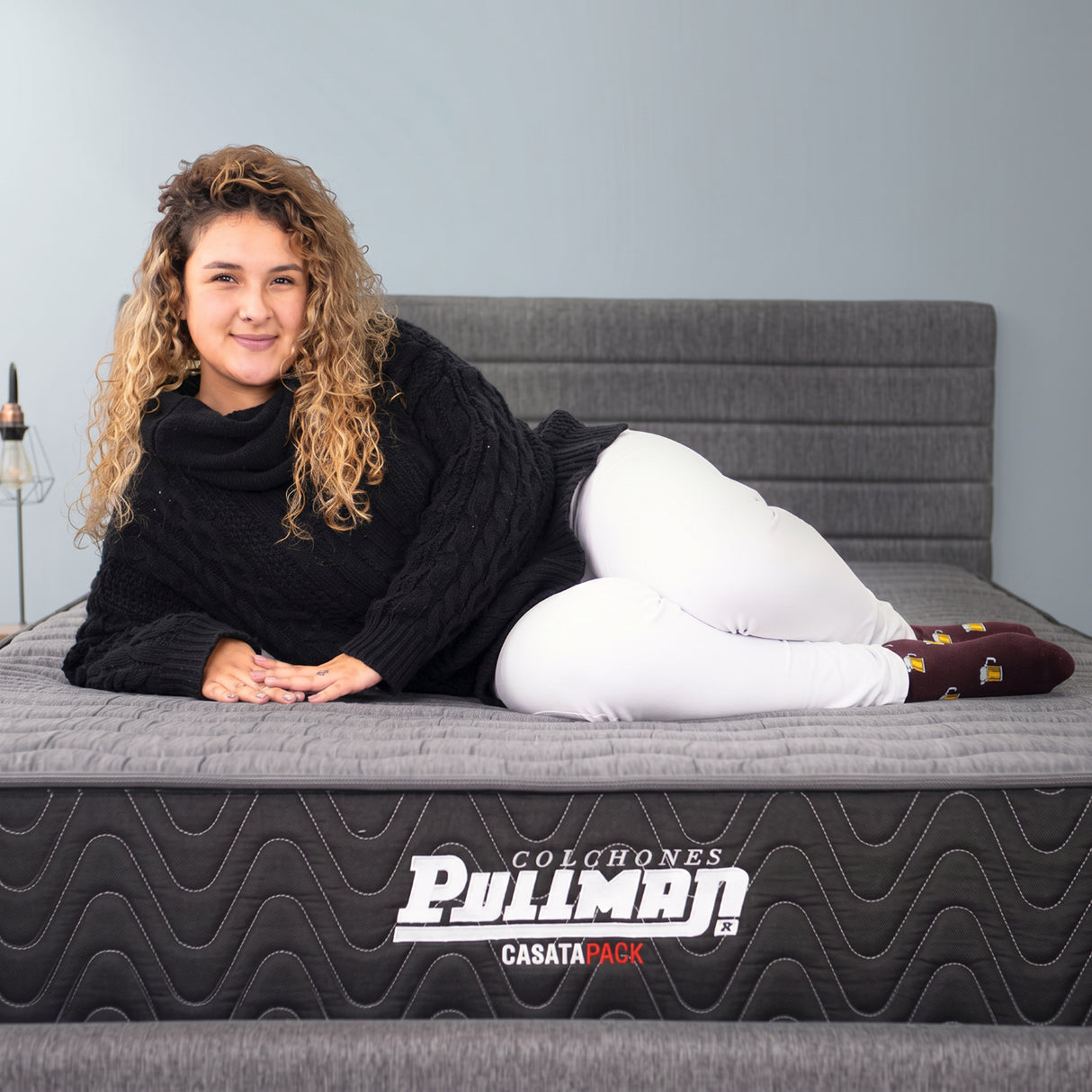 Colchón Enrollado Casatapack Negro y Gris Semidoble 120 X 190 Cm Ortopedico Firmeza Firme con Pillow Sencillo