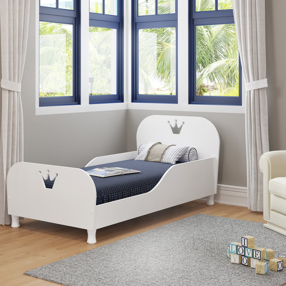 Cama Infantil Real Kids Blanco 97x69cm para colchón Sencillo 90 X 190 Cm con Cabecero y sin Colchon
