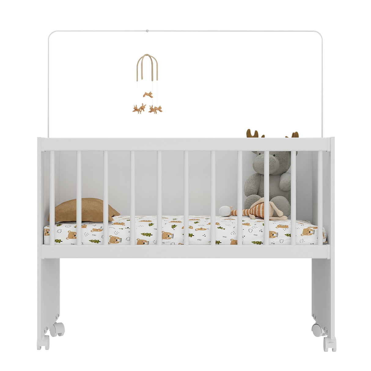 Cuna Sueños Compartidos Blanco 68.5x91.5cm para colchón Infantil 60 X 130 Cm con Cabecero y con Colchón