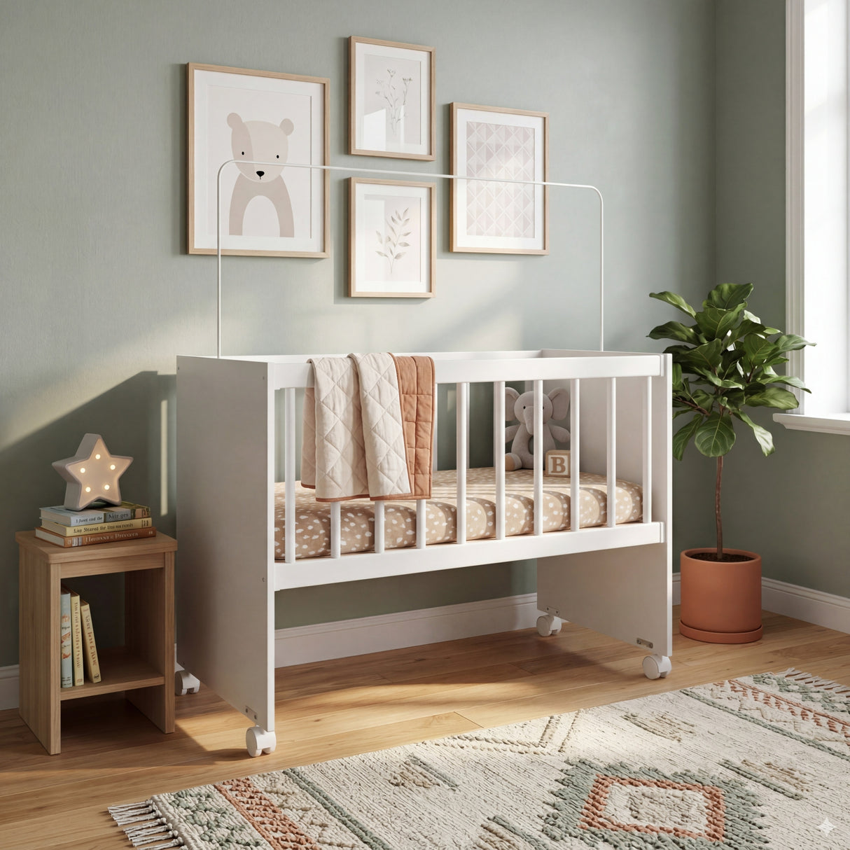 Cuna Sueños Compartidos Blanco 68.5x91.5cm para colchón Infantil 60 X 130 Cm con Cabecero y con Colchón