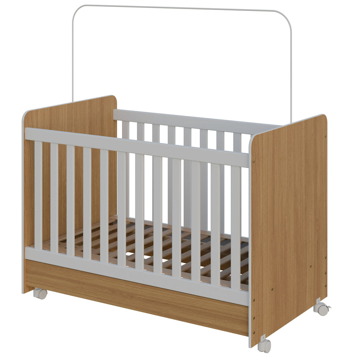 Cuna 3 en 1 Bunny Castaño 78x142cm para colchón Infantil 70 X 130 Cm con Cabecero y con Colchón