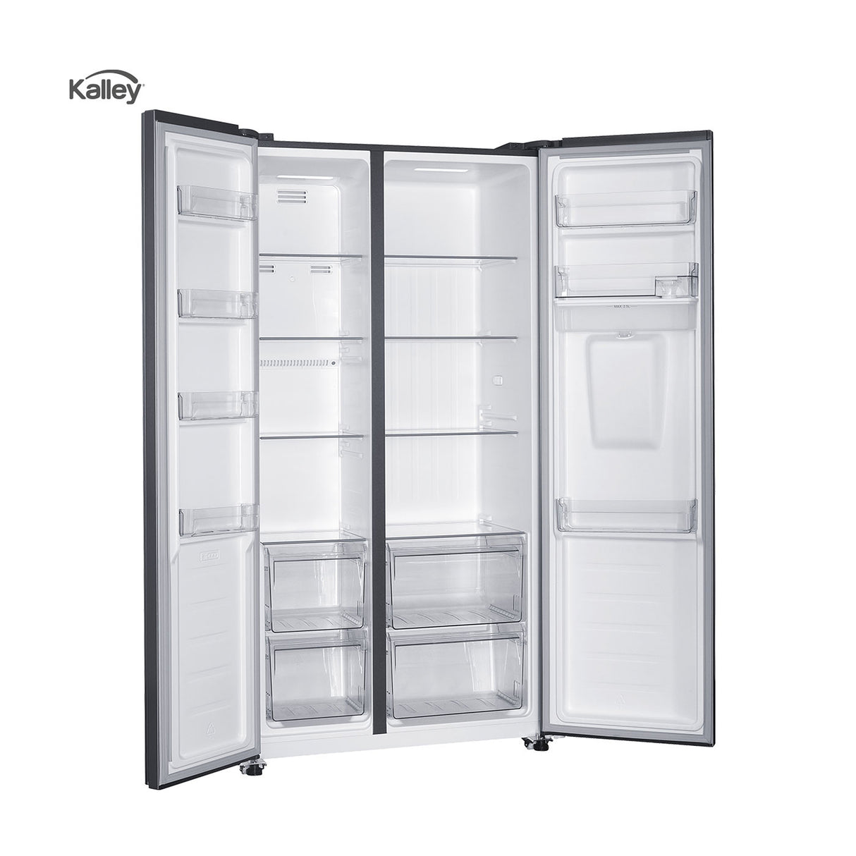 Nevecón No Frost Kalley Side by Side Gris 91x177cm Americano de 439 Litros con Dispensador de Agua