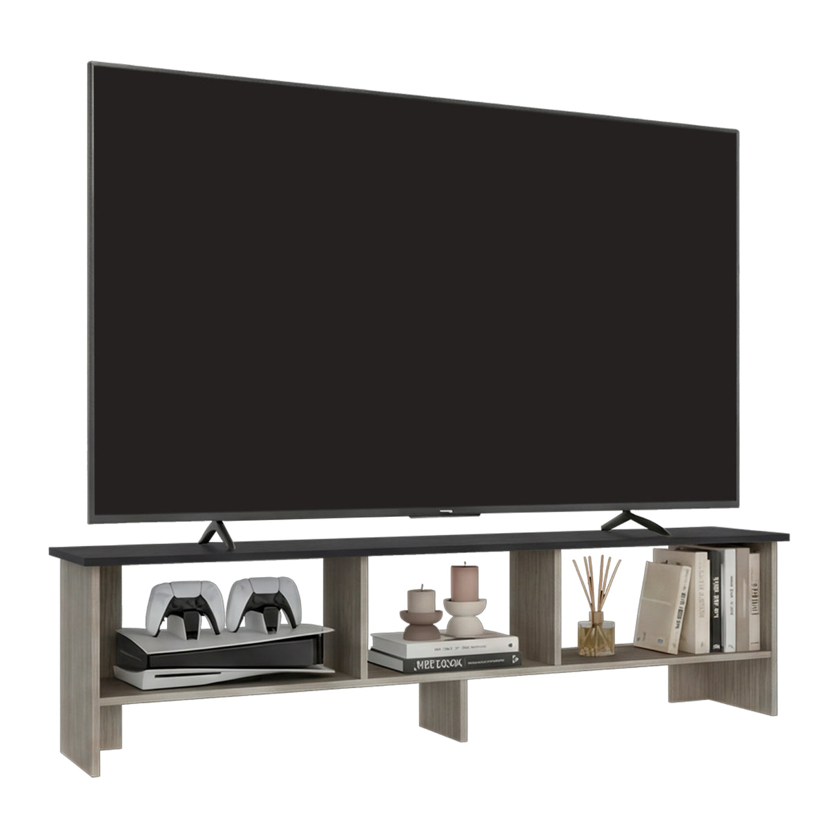 Rack de TV Belga Positano y Wengue 160x41.8cm para TV Hasta 65" Pulgadas con Tres Compartimientos