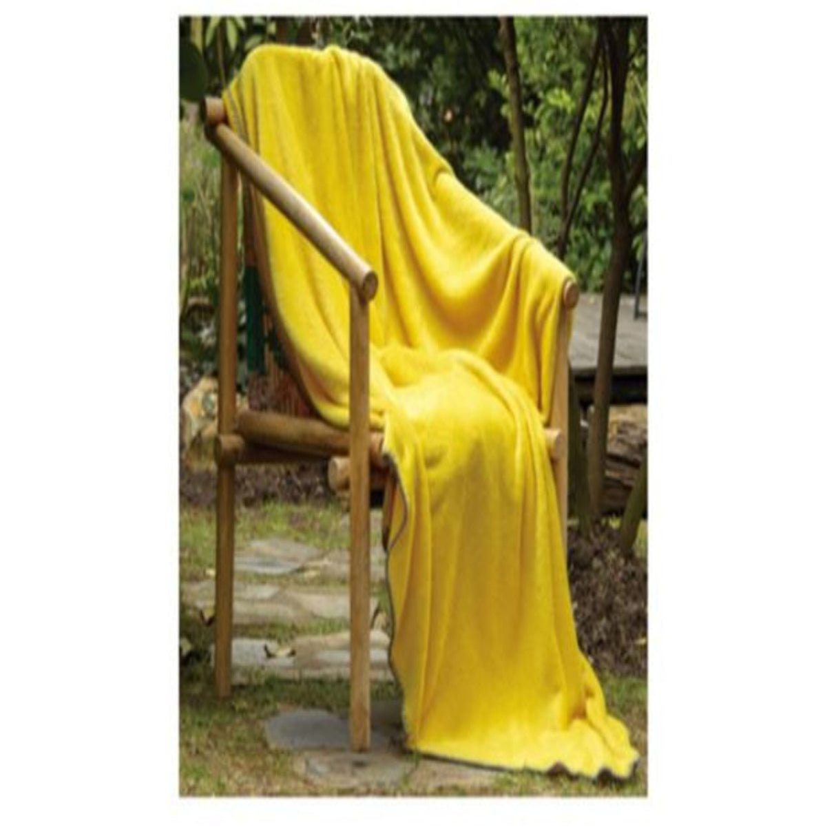 Cobija Flannel Fleece Amarillo 160x230cm Fondo Entero Suave y Ligera