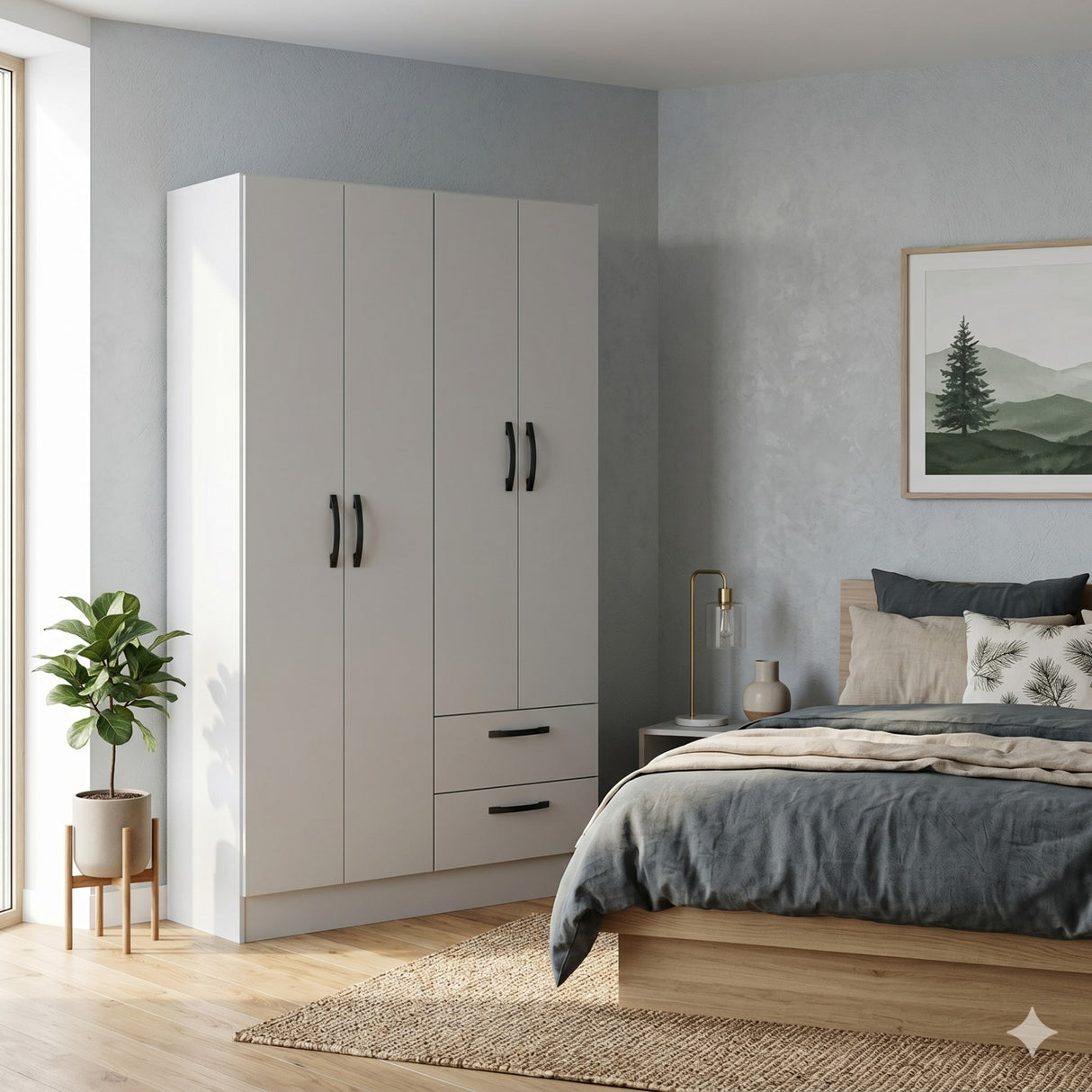 Closet Essence Blanco 90x173cm con Cuatro Puertas y con Dos Cajones