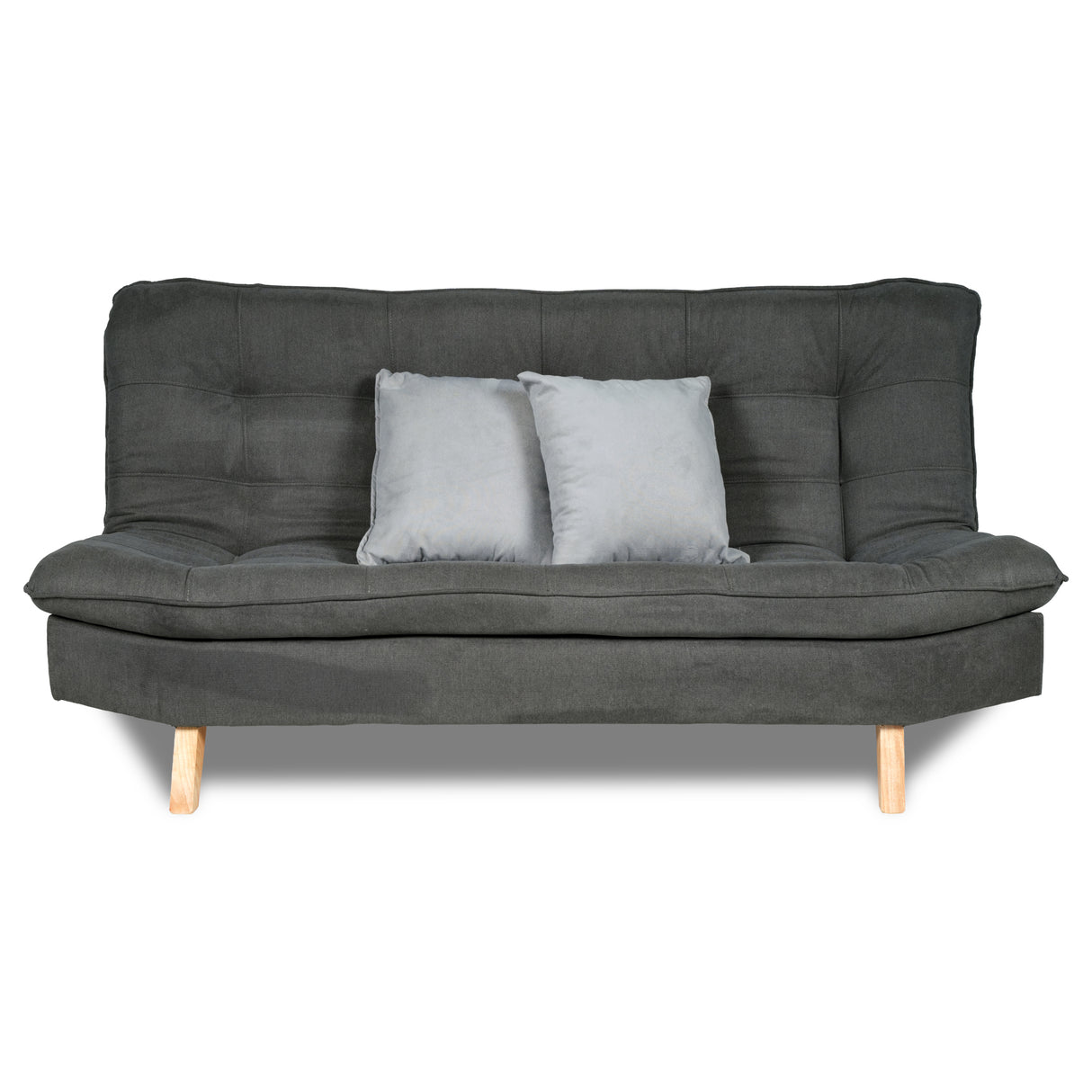 Sofá Cama Bilbao Gris 120x93cm de Tres Puestos Reclinable Antifluido sin Apoya Brazos y con Dos Cojines Decorativos