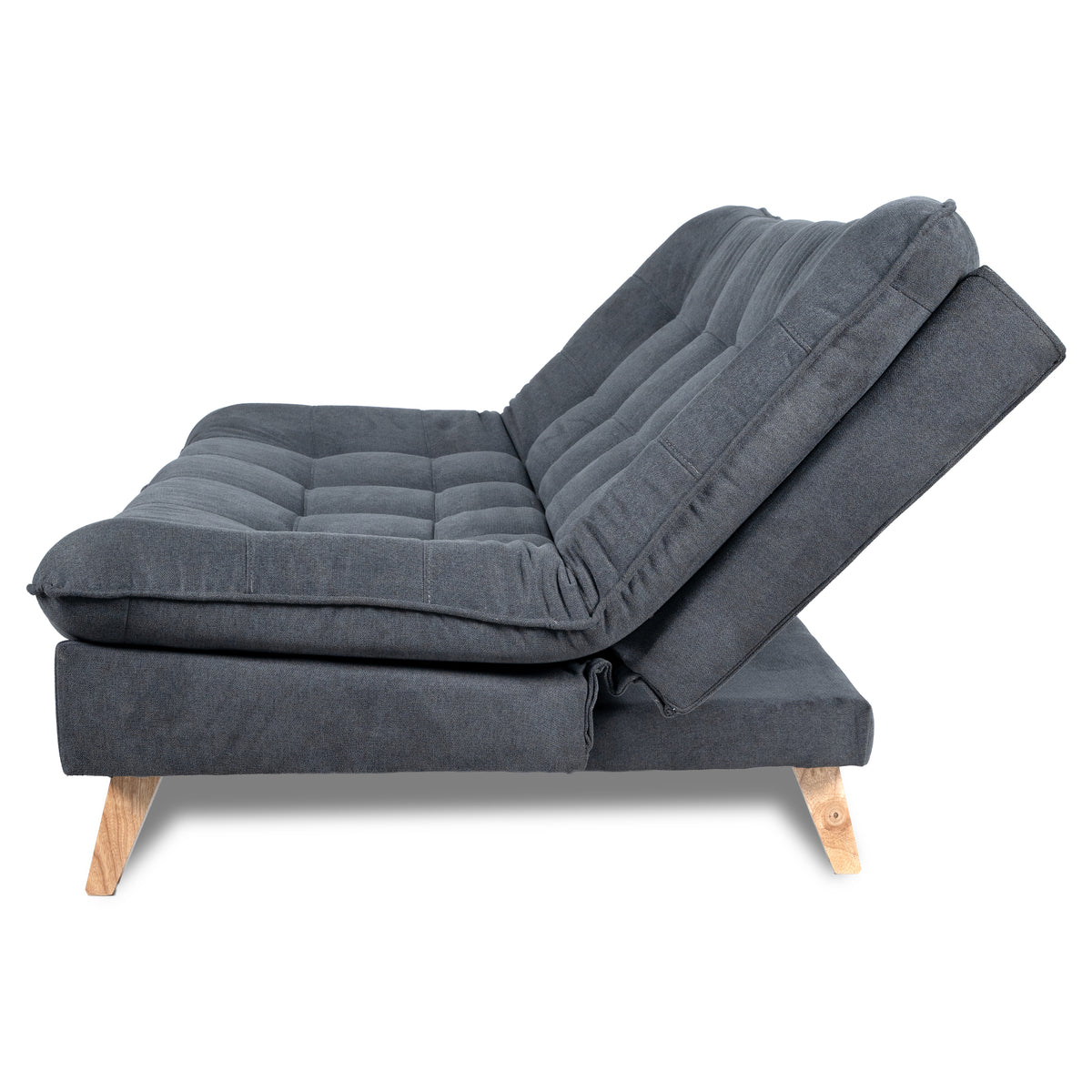 Sofá Cama Bilbao Gris 120x93cm de Tres Puestos Reclinable Antifluido sin Apoya Brazos y con Dos Cojines Decorativos