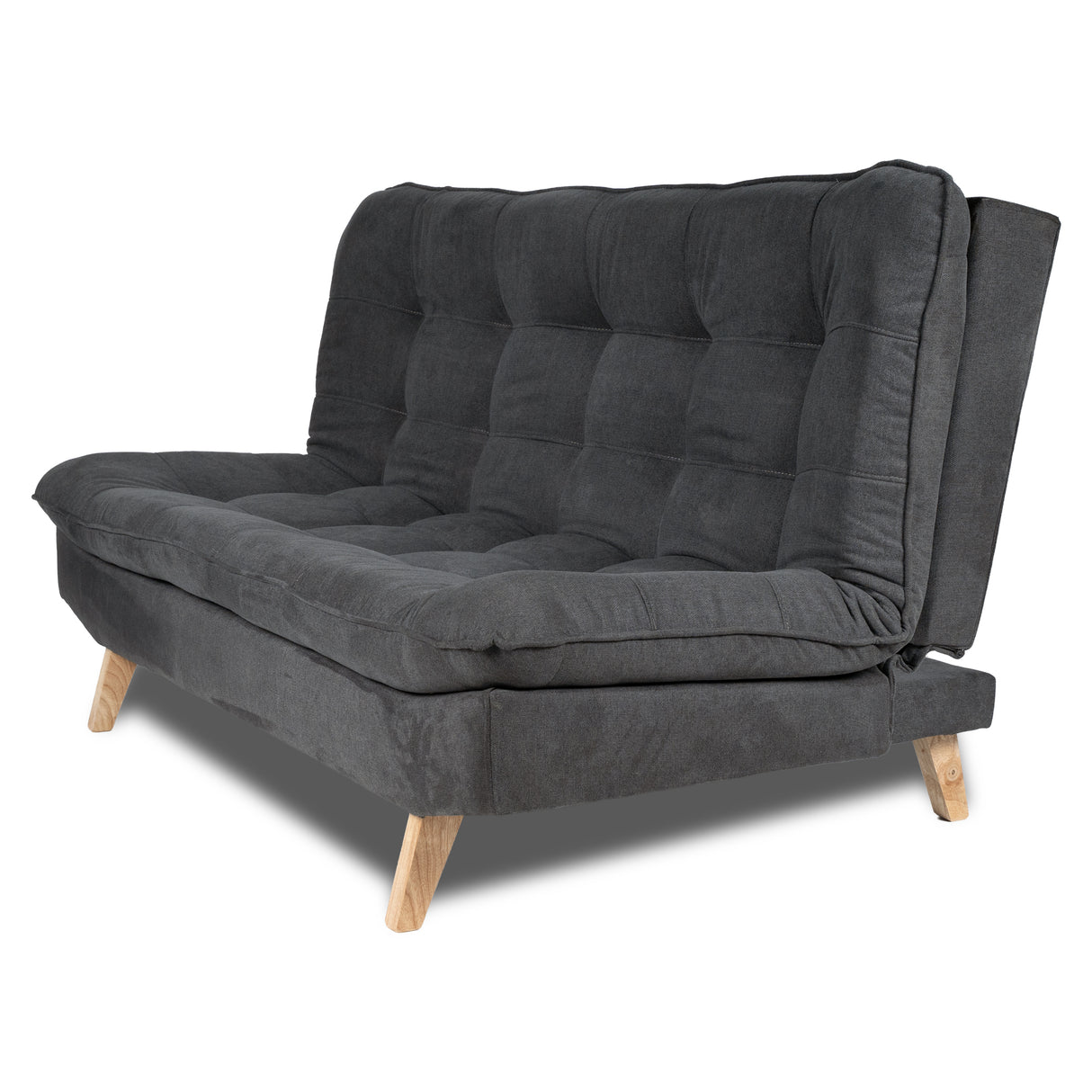 Combo Sofá Cama y Puff Bilbao Gris 120x93cm de Tres Puestos Reclinable Antifluido sin Apoya Brazos