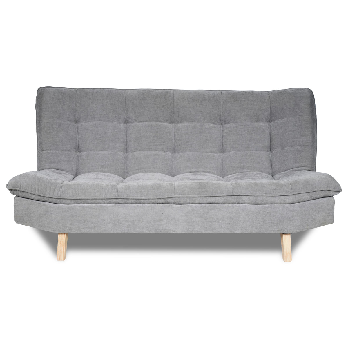 Combo Sofá Cama y Puff Bilbao Plata 178x98cm de Tres Puestos Reclinable Antifluido sin Apoya Brazos