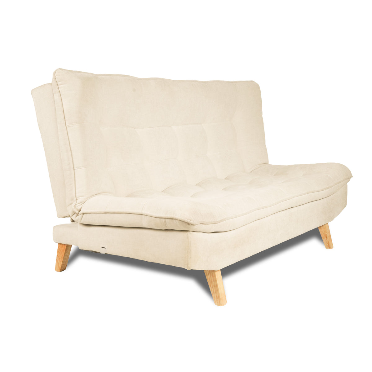 Combo Sofá Cama y Puff Bilbao Marfil 178x98cm de Tres Puestos Reclinable Antifluido sin Apoya Brazos