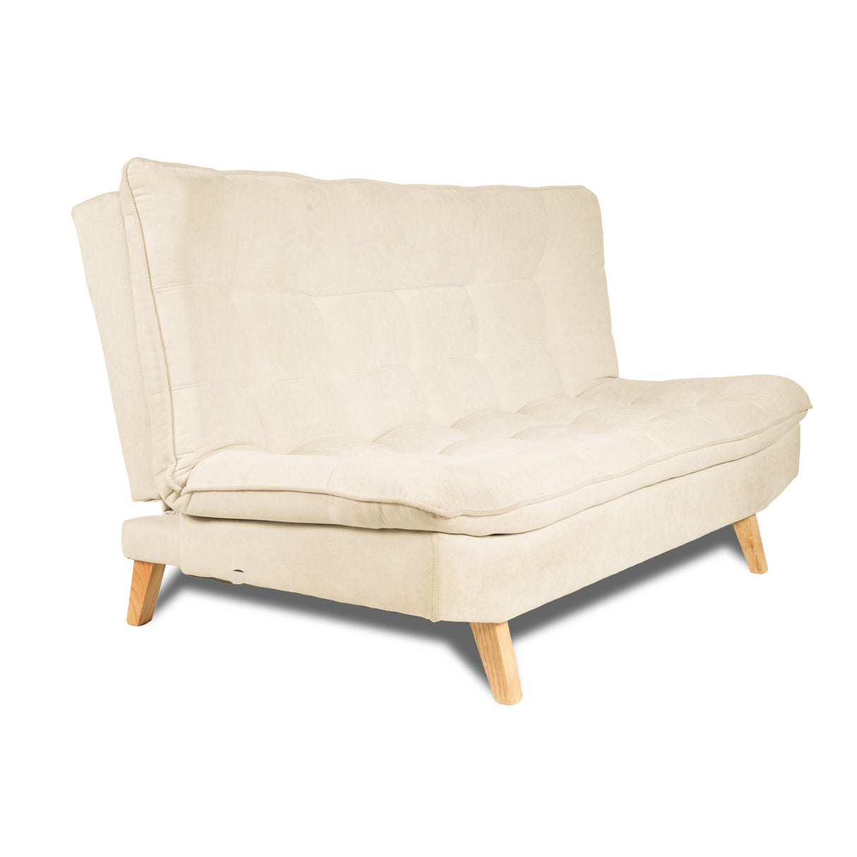 Combo Sofá Cama y Puff Bilbao Marfil 120x93cm de Tres Puestos Reclinable Antifluido sin Apoya Brazos
