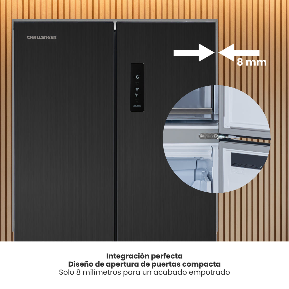 Nevecón No Frost Challenger Cross Door Dark Inox 83.5x191.2cm de 502 Litros con Pantalla Digital