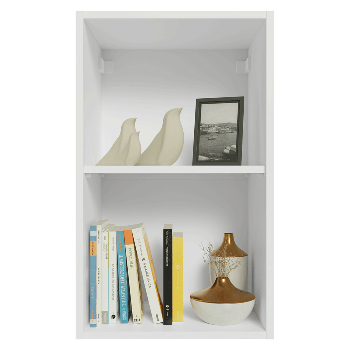 Estanteria Flotante Neo Blanco 40x66cm con Dos Compartimientos y con Dos Entrepaños