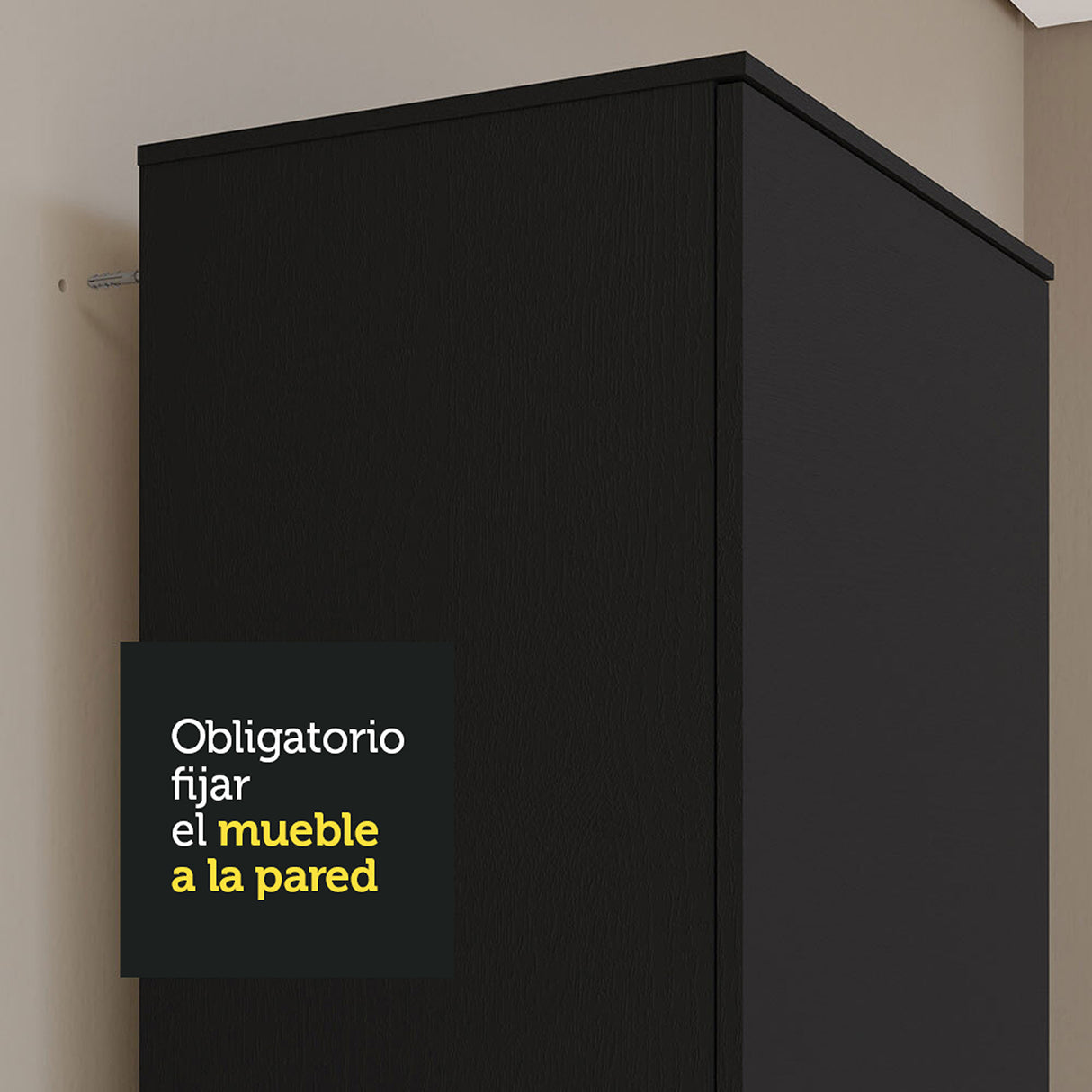 Mueble Multiusos para Aseo Negro 60x182cm con Puerta y con Siete Compartimientos