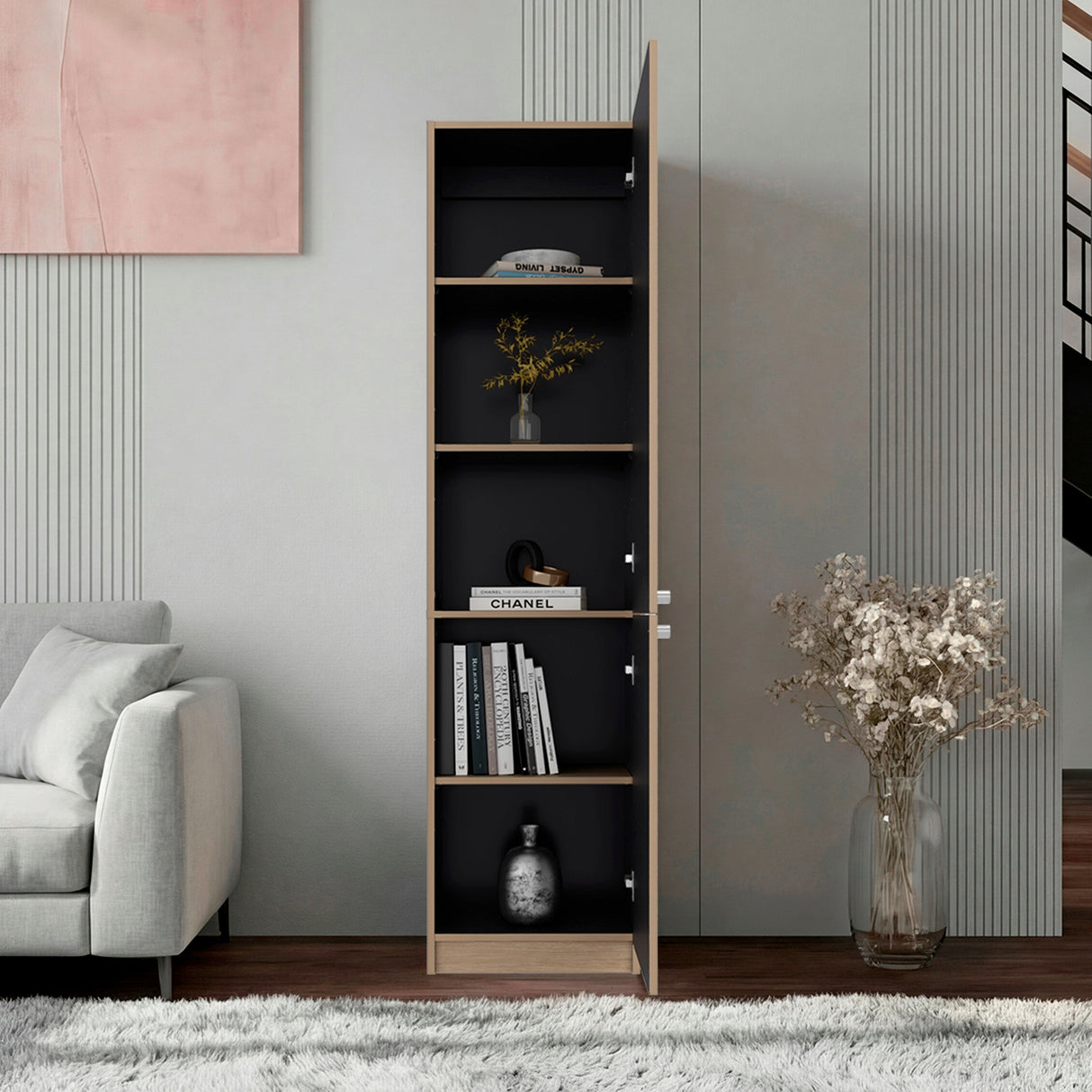 Estantería E-M5 Cartagena y Wengue 45x180.6cm con Cinco Compartimientos y con Tres Entrepaños