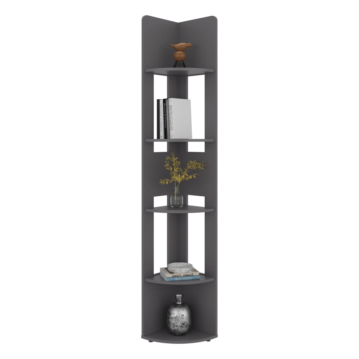 Estantería E-M7 Plomo 30x180.6cm con Cinco Compartimientos y con Cuatro Entrepaños
