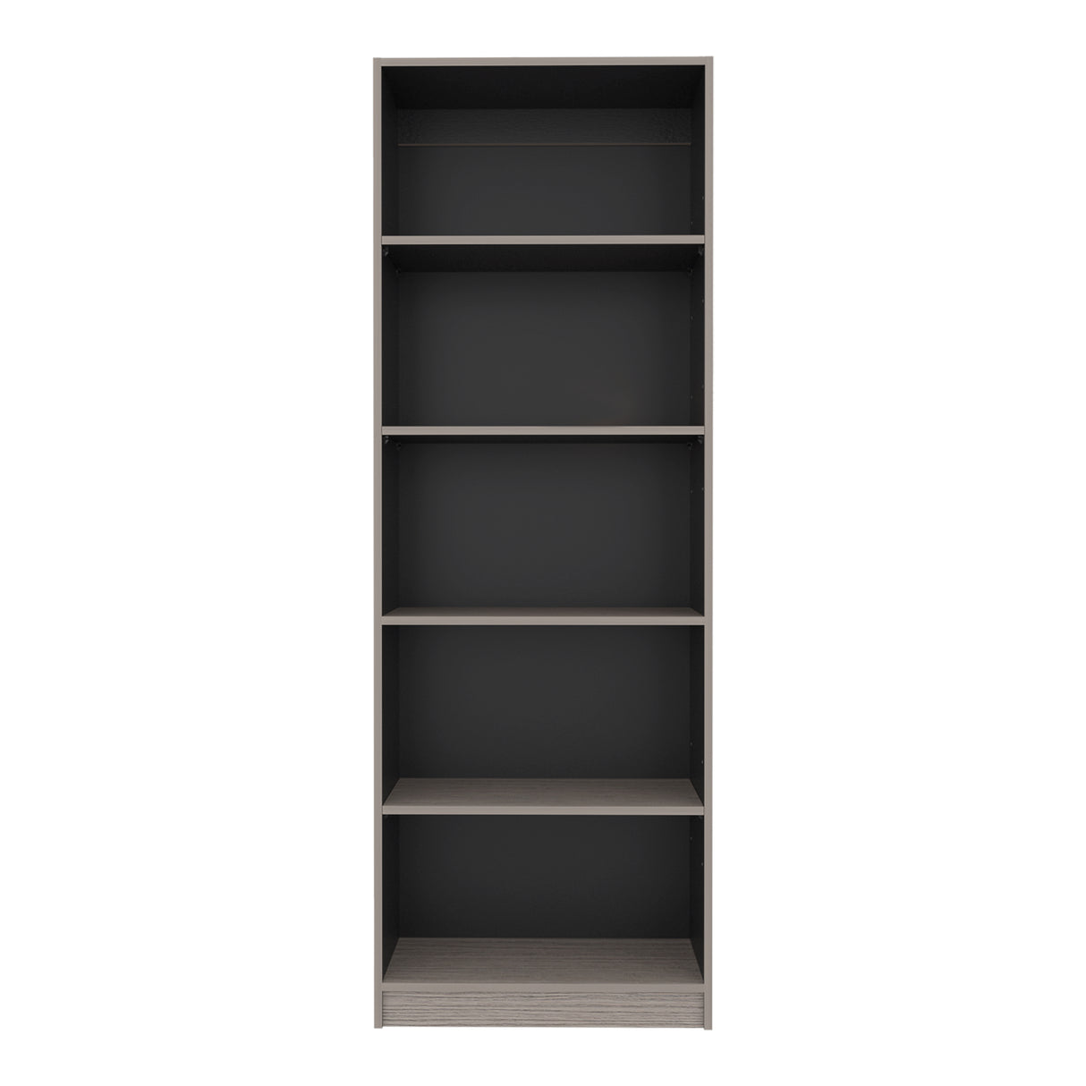 Estantería E-M3 Gris Positano y Wengue 62.8x180.6cm con Cinco Compartimientos y con Cuatro Entrepaños