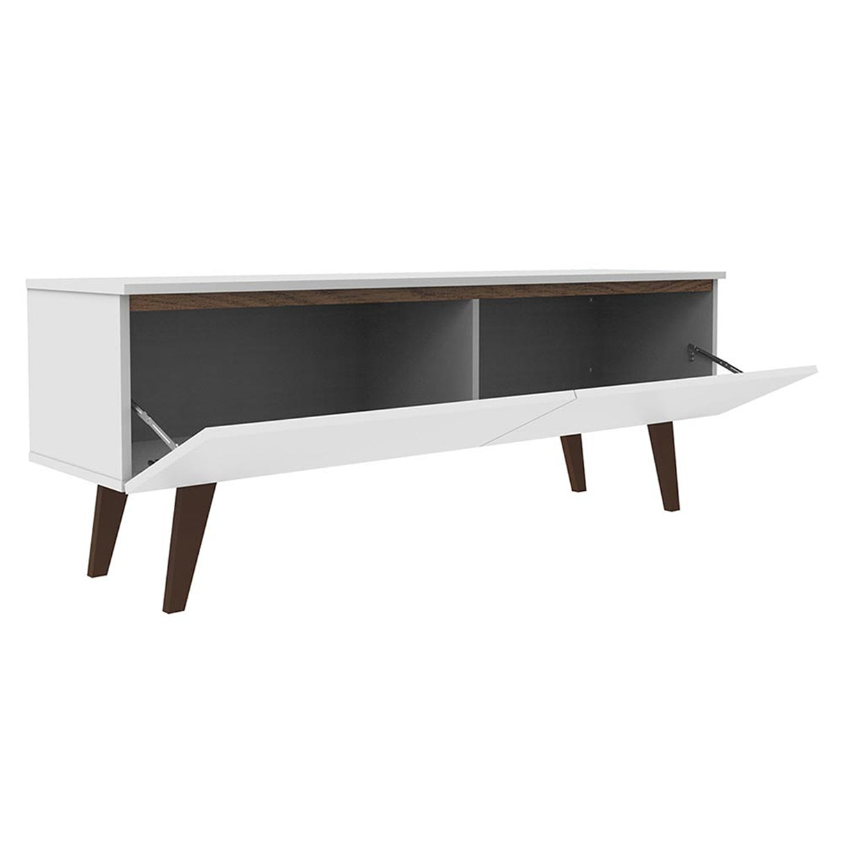 Centro de Entretenimiento Le Mans Marrón y Blanco 136x50cm para TV Hasta 55" Pulgadas con Dos Compartimientos