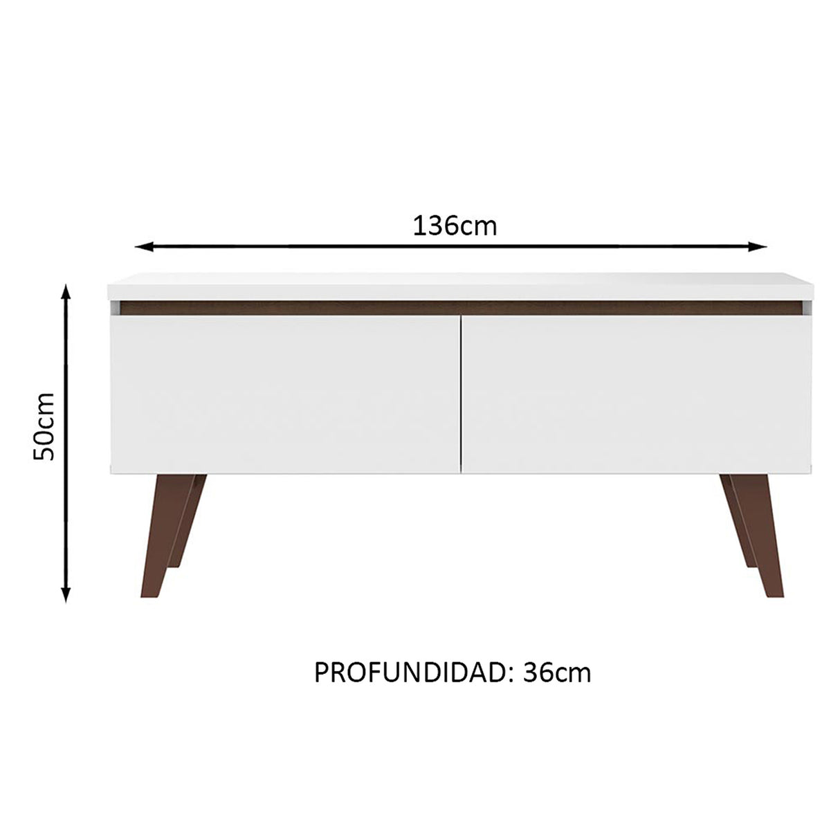 Centro de Entretenimiento Le Mans Marrón y Blanco 136x50cm para TV Hasta 55" Pulgadas con Dos Compartimientos