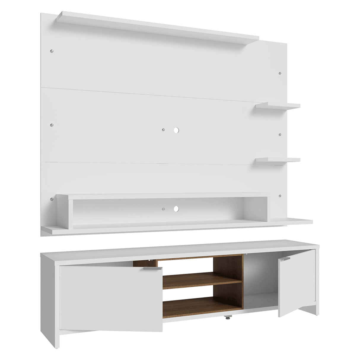 Centro de Entretenimiento Metz Blanco 180x48cm para TV Hasta 60" Pulgadas con Ocho Compartimientos