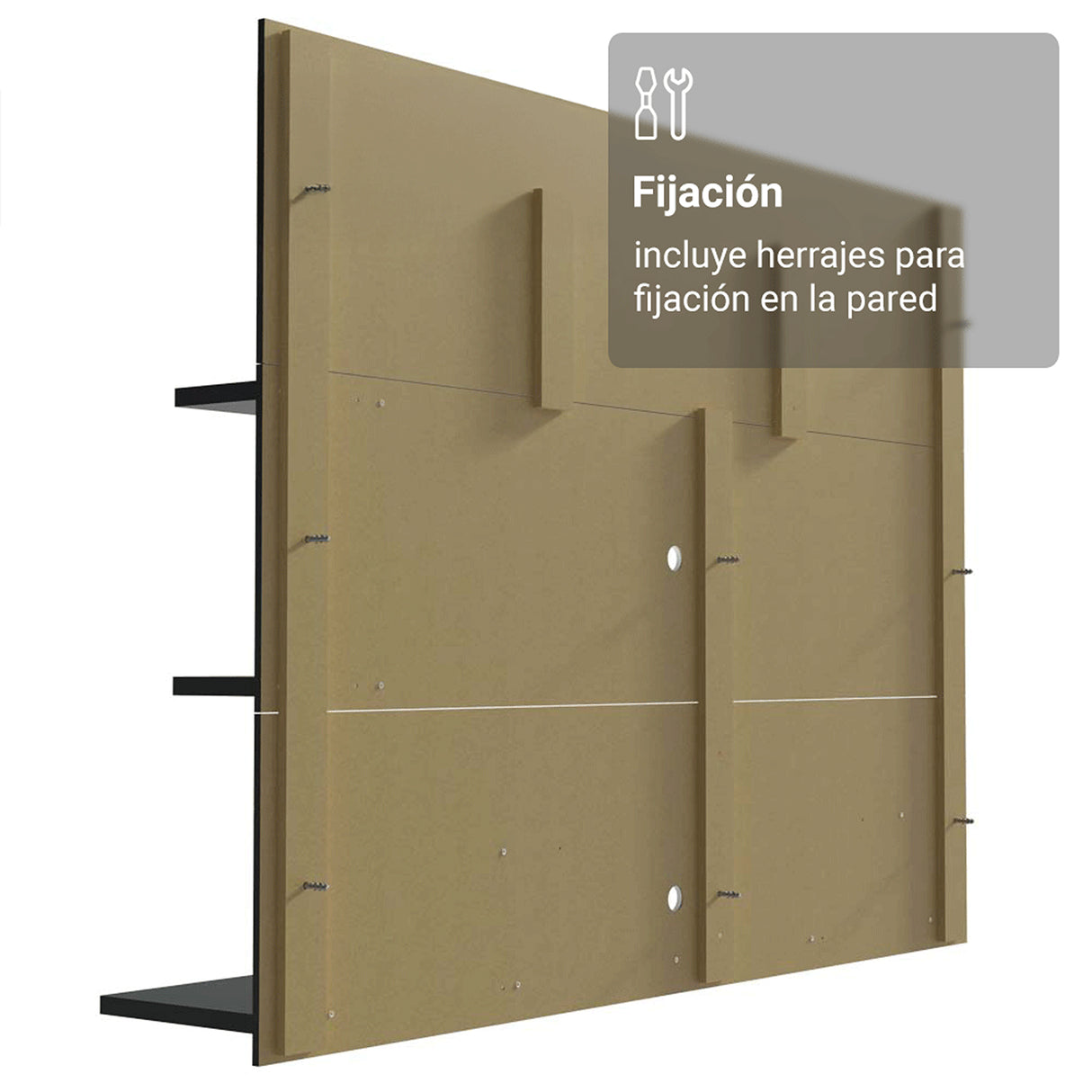 Centro de Entretenimiento Reims Negro y Marrón 180x50cm para TV Hasta 60" Pulgadas con Seis Compartimientos