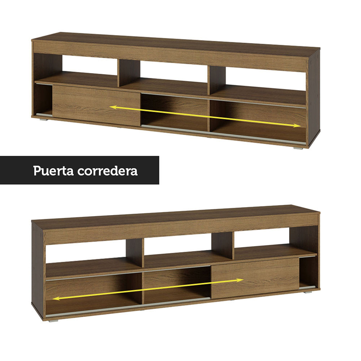 Centro de Entretenimiento Orlando Marrón 160x47cm para TV Hasta 65" Pulgadas con Cinco Compartimientos