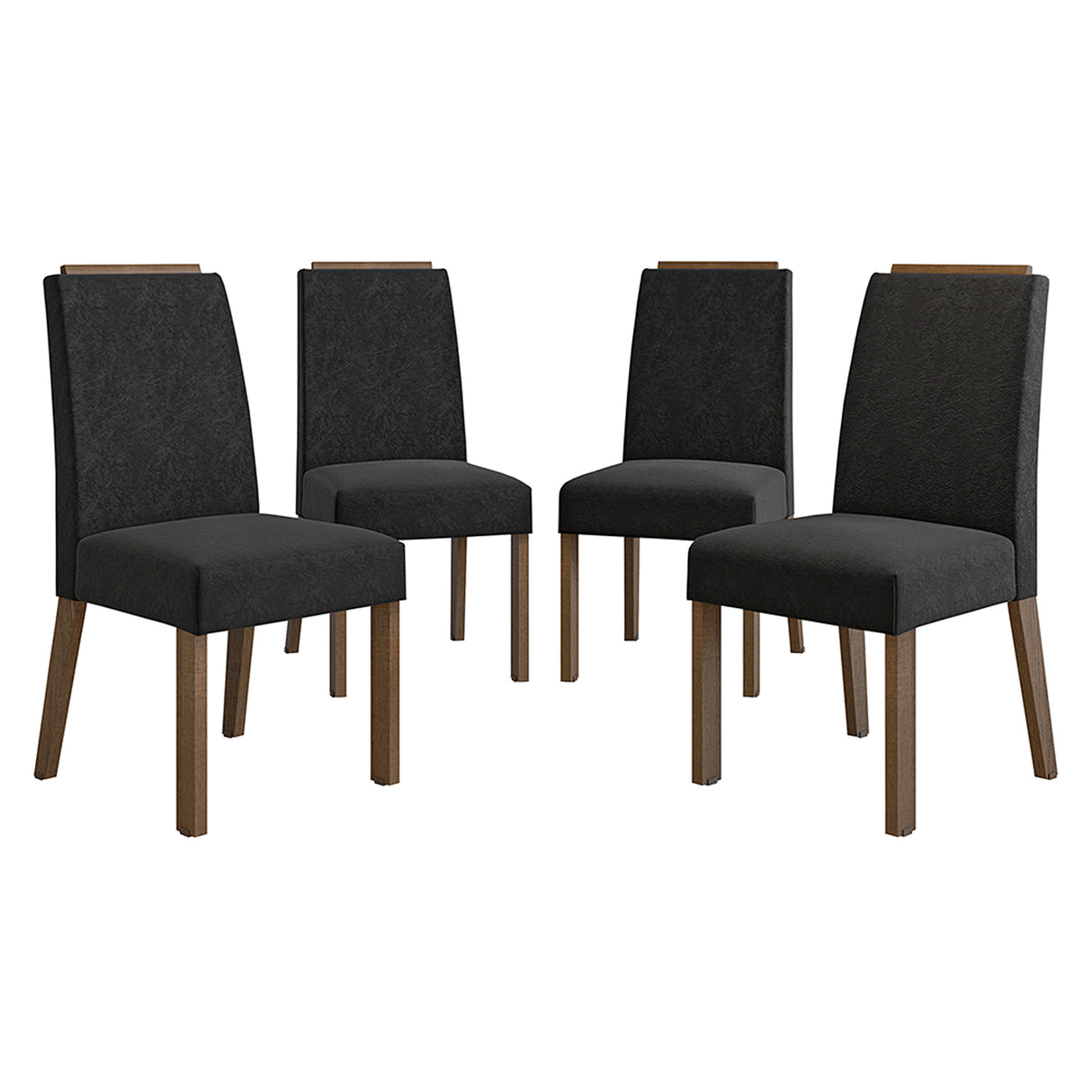Kit x 4 Sillas para Comedor Marrón y Negro 45x96cm de Asiento Cuadrado con Espaldar
