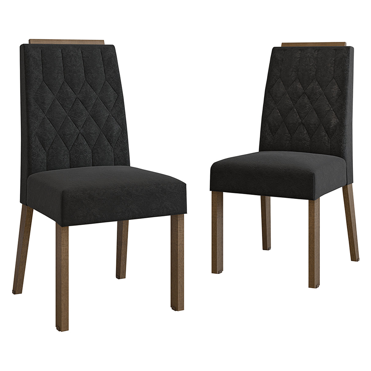 Kit x 2 Sillas para Comedor Marrón y Negro 45x96cm de Asiento Cuadrado con Espaldar de Rombos