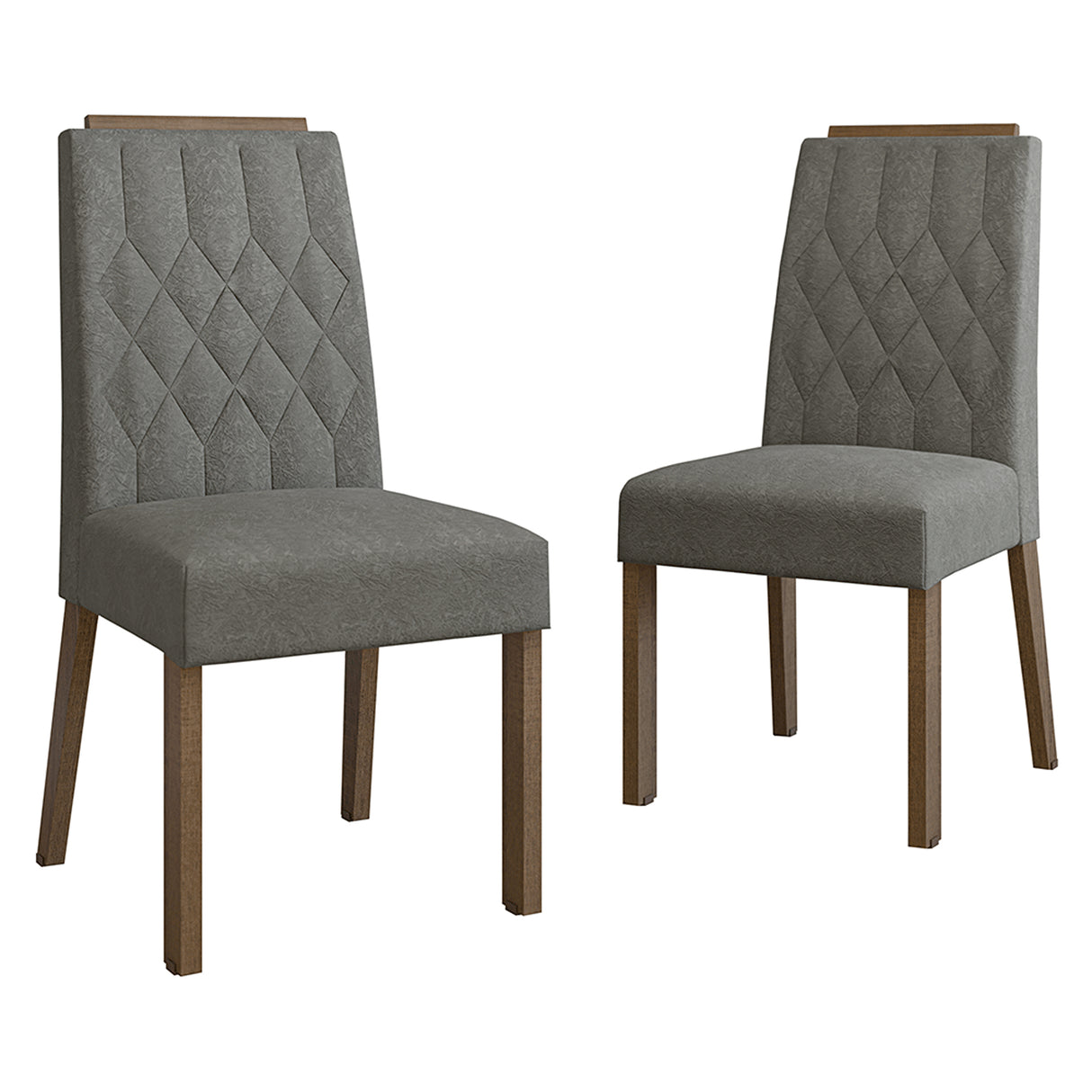 Kit x 2 Sillas para Comedor Marrón y Gris 45x96cm de Asiento Cuadrado con Espaldar de Rombos