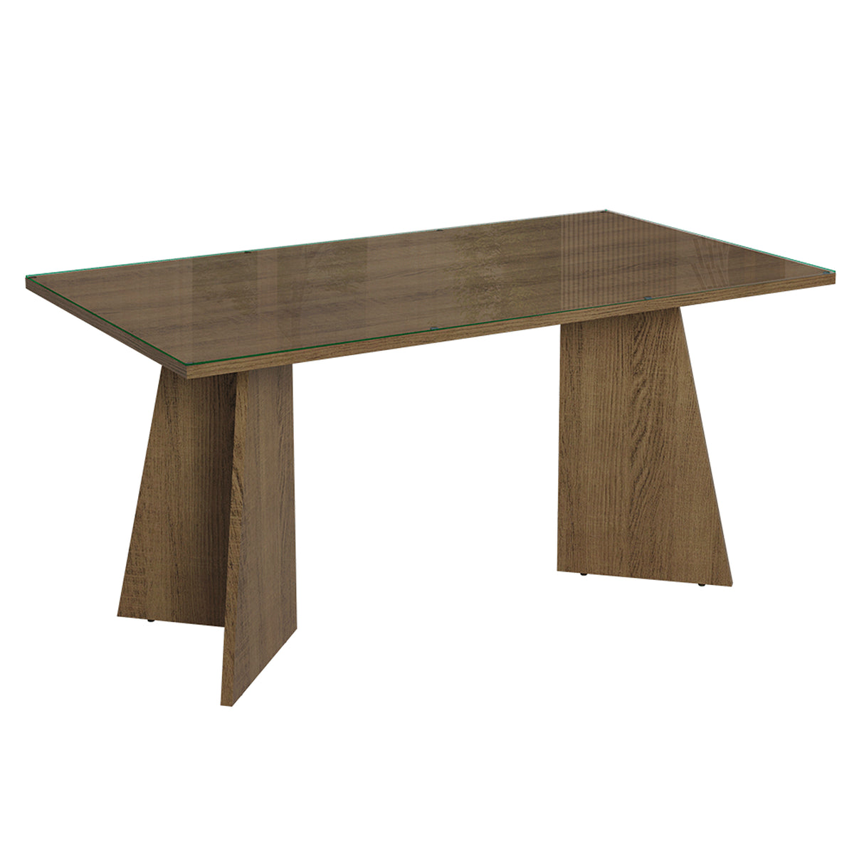 Mesa de Comedor Marrón 160x78cm Rectangular de Seis Puestos sin Sillas y con Vidrio