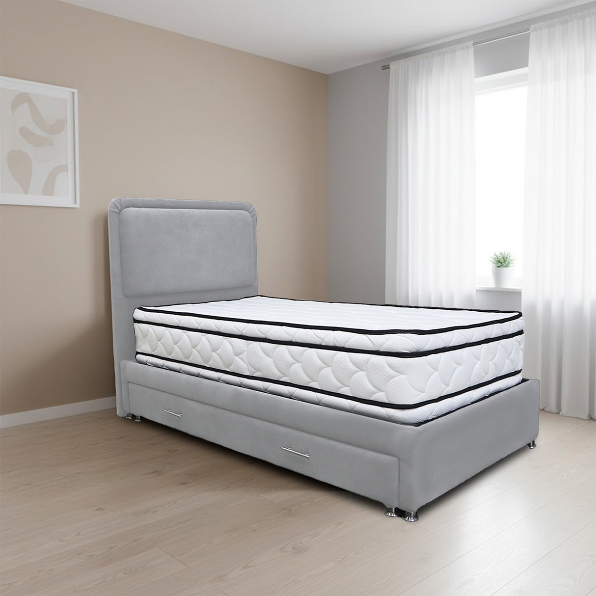 Cabecero de Piso Nube Gris Claro 100x120cm para cama Sencilla con Acabado Liso