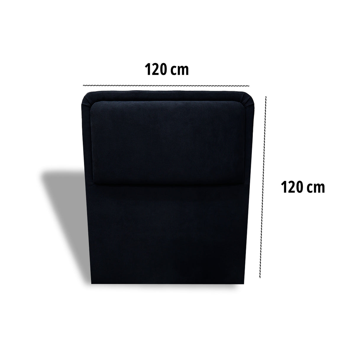 Cabecero de Piso Nube Negro 120x120cm para cama Semidoble con Acabado Liso