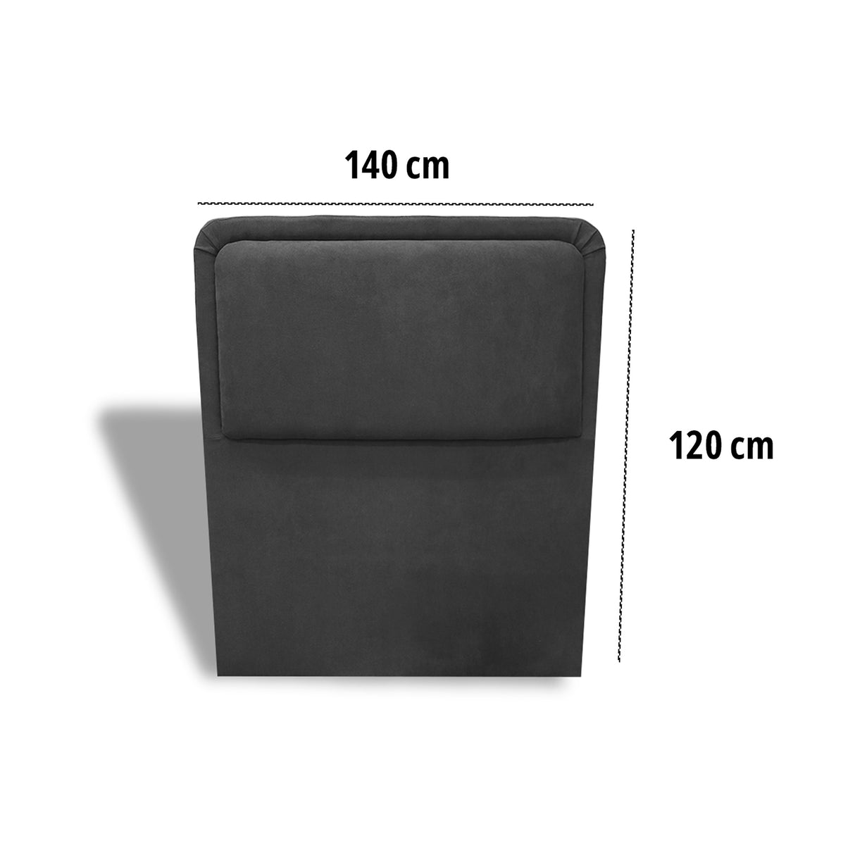 Cabecero de Piso Nube Gris Oscuro 140x120cm para cama Doble con Acabado Liso