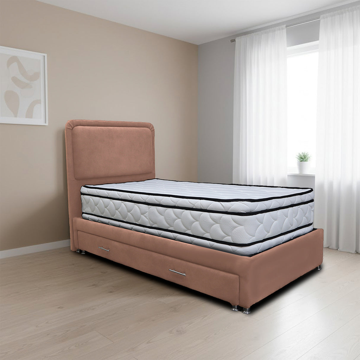 Cabecero de Piso Nube Camel 200x120cm para cama King con Acabado Liso