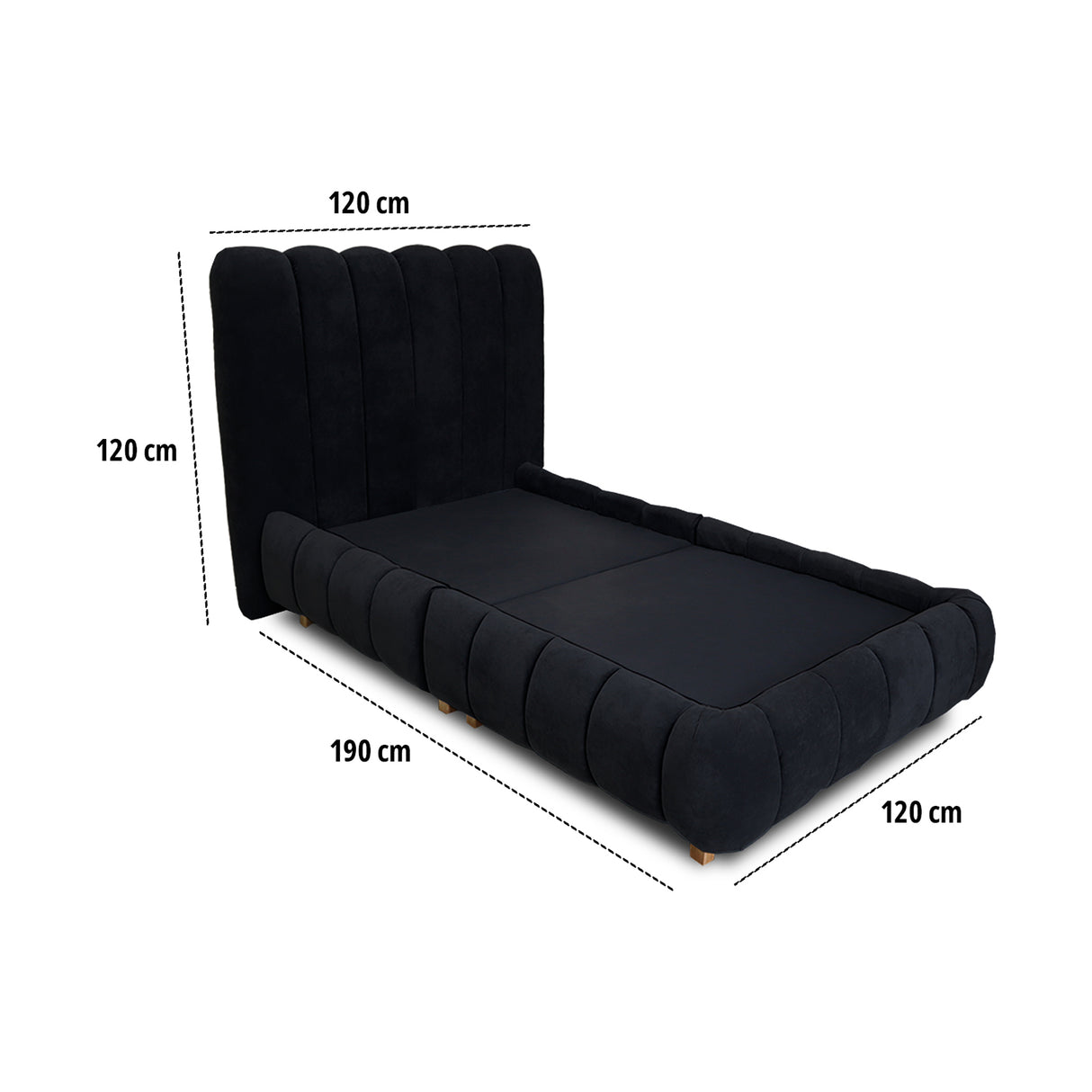 Combo Base Cama y Cabecero Praga Negro 120x40cm para Colchón Semidoble 120 X 190 Cm sin Colchón
