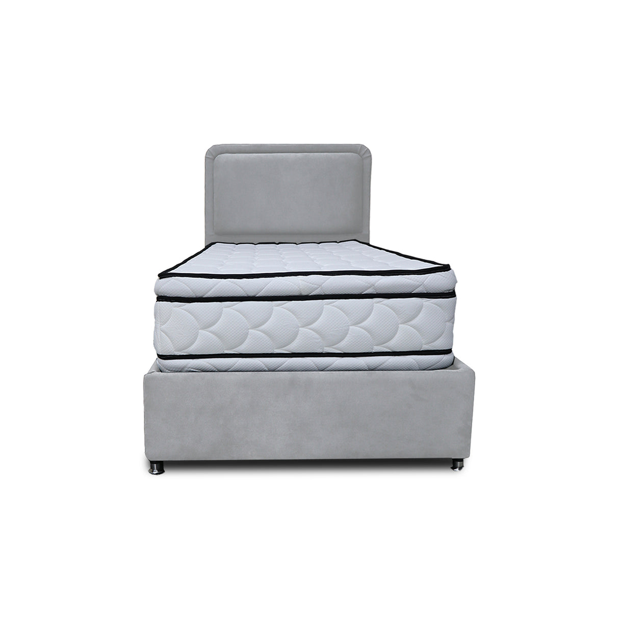Combo Base Cama y Cabecero Nube Gris Claro 100x30cm para Colchón Sencillo 100 X 190 Cm con Colchón