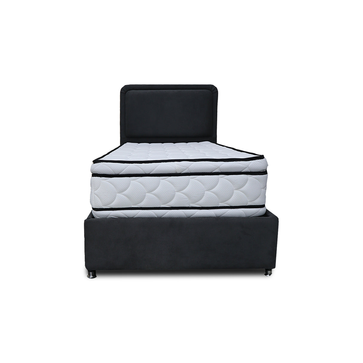 Combo Base Cama y Cabecero Nube Negro 100x30cm para Colchón Sencillo 100 X 190 Cm con Colchón